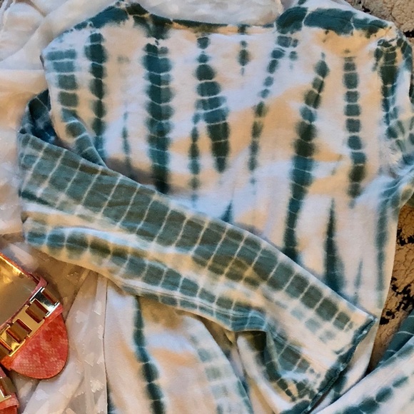 Soft Surroundings Sweaters - Soft Surroundings White and Turquoise Cardigan